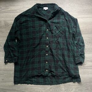 Superdown Revolve Green Blue Plaid Long Sleeve Button Down Flannel Shirt Size S
